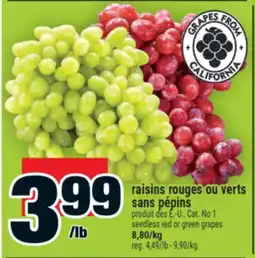 Super C raisins rouges ou verts sans pépins | seedless red or green grapes offer