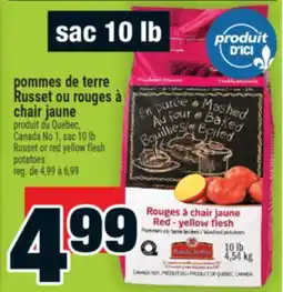 Super C pommes de terre Russet ou rouges à chair jaune sac 10 lb | Russet or red yellow flesh potatoes offer
