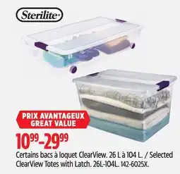 Canadian Tire Sterilite Selected ClearView Totes with Latch offer