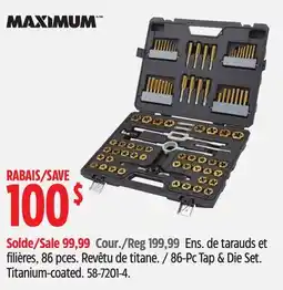 Canadian Tire 86-Pc Ta & Die Set. Titanium-coated offer