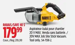 Canadian Tire DEWALT 20V MAX Job Site Stick Vacuum offer