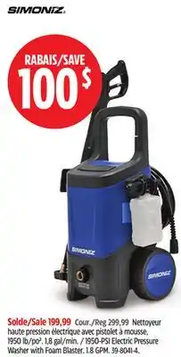 Canadian Tire 1950-PSI Electric Pressure Washer with Foam Blaster offer