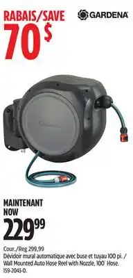 Canadian Tire Wall Mounted Auto Hose Reel with Nozzle, 100´ Hose offer