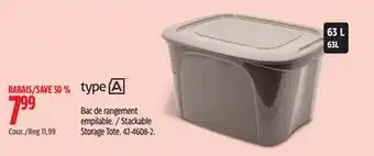 Canadian Tire Type A Stackable Storage Tote offer