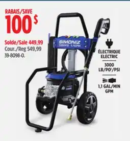 Canadian Tire SIMONIZ 3000 PSI ELECTRIC Pressure Washer offer