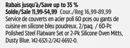 Canadian Tire Master Chef 60-Pc Polished Steel Flatware Set or 2-Pk Silicone Oven Mitts, Dusty Blue offer