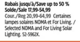 Canadian Tire Selected NOMA and For Living Solar Lighting offer