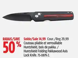 Canadian Tire Huntshield Folding Pakkawood Axis Lock Knife offer
