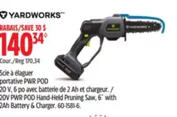 Canadian Tire 20V PWR POD Hard-Held Pruning Saw, 6 with 2Ah Battery & Charger offer
