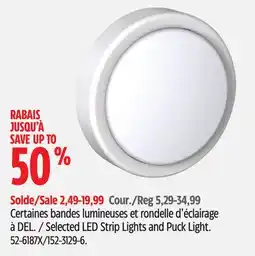 Canadian Tire Selected LED Strip Lights and Puck Light offer