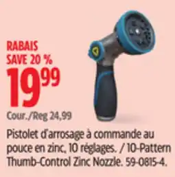Canadian Tire 10-Pattern Thumb-Control Zinc Nozzle offer