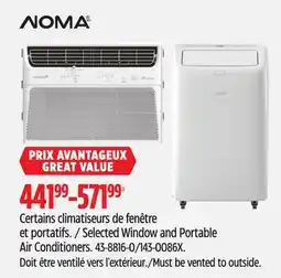 Canadian Tire Selected Window and Portable Air Conditioners offer