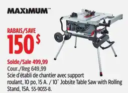 Canadian Tire 10˝ Jobsite Table Saw with Rolling Stand, 15A offer