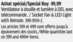 Canadian Tire Socket Fan & LED Light with Remote offer