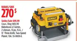 Canadian Tire Dewalt 13˝ Three-Knife, Two-Speed Planer, 15A offer