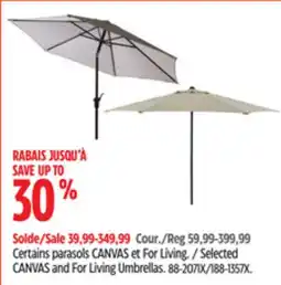 Canadian Tire Selected CANVAS and For Living Umbrellas offer