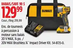 Canadian Tire DEWALT 20V MAX Brushless 1β4Λ Impact Driver Kit offer