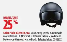 Canadian Tire Redline H1 Motorcycle Helmets offer