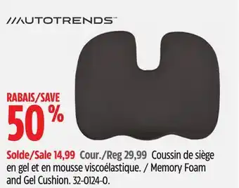 Canadian Tire Autotrends Memory Foam and Gel Cushion offer