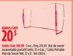 Canadian Tire Lotto Portable Pop-Up Soccer Net, 12 x 6´ offer