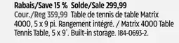 Canadian Tire Matrix 4000 Table Tennis Table offer