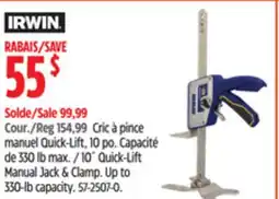 Canadian Tire Irwin 10 Quick-Lift Manual Jack & Clamp offer
