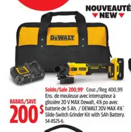 Canadian Tire DEWALT 20V MAX 41⁄2˝ Slide-Switch Grinder Kit with 5Ah Battery offer
