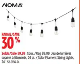 Canadian Tire NOMA Solar Filament String Lights, 24´ offer