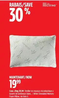 Canadian Tire White Shredded Memory Foam Pillow offer
