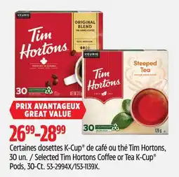 Canadian Tire Selected Tim Hortons Coffee or Tea K-Cup Pods, 30-Ct offer
