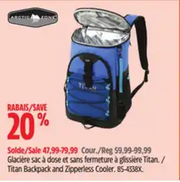Canadian Tire Titan Backpack and Zipperless Cooler offer