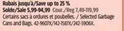 Canadian Tire Selected Garbage Cans and Bags offer
