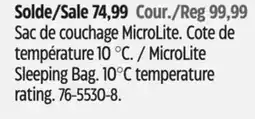 Canadian Tire MicroLite Sleeping Bag. 10°C temperature rating offer