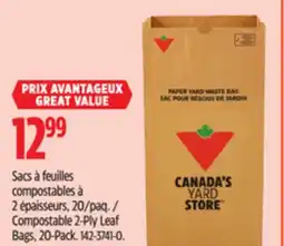 Canadian Tire Compostable 2-Ply Leaf Bags, 20-Pack offer
