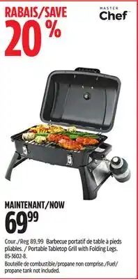 Canadian Tire MasterChef Portable Tabletop Grill with Folding Legs offer