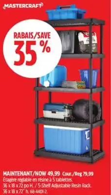 Canadian Tire Mastercraft 5-Shelf Adjustable Resin Rack offer
