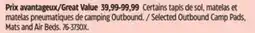 Canadian Tire Selected Outbound Camp Pads, Mats and Air Beds offer