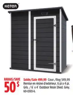 Canadian Tire Keter 6´ x 4´ Outdoor Resin Shed offer