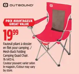 Canadian Tire OUTBOUND Mesh-Back Folding Camping Quad Chair offer