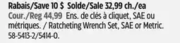 Canadian Tire Maximum Ratcheting Wrench Set, SAE or Metric offer