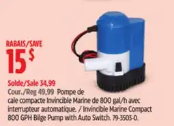 Canadian Tire Invincible Marine Compact 800 GPH Bilge Pump with Auto Switch offer