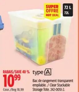 Canadian Tire Clear Stackable Storage Tote offer