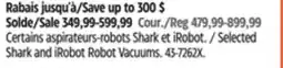 Canadian Tire Selected Shark and iRobot Robot Vacuums offer