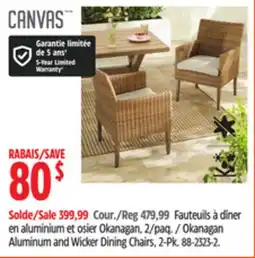 Canadian Tire CANVAS Okanagan Aluminum and Wicker Dining Chairs, 2-Pk offer