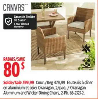 Canadian Tire CANVAS Okanagan Aluminum and Wicker Dining Chairs, 2-Pk offer
