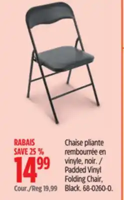 Canadian Tire Padded Vinyl Folding Chair, Black offer