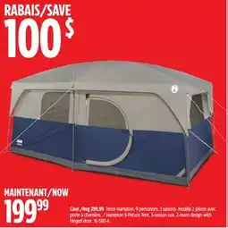 Canadian Tire Hampton 9-Person Tent. 3-season use. 2-room design with hinged door offer