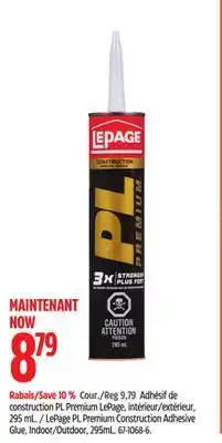 Canadian Tire LePage PL Premium Construction Adhesive Glue, Indoor/Outdoor offer