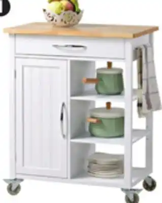 Canadian Tire For Living Wood-Top Kitchen Island with Locking Wheels offer
