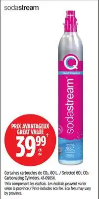 Canadian Tire Sodastream Selected 60L CO2 Carbonating Cylinders offer
